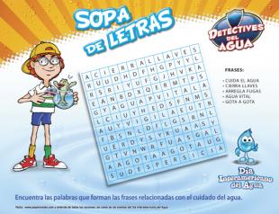 Sopa de letras para el cuidado del agua