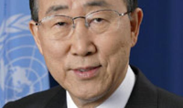 El secretario general de la Organización de Naciones Unidas, Ban Ki moon, al hablar sobre el cambio climático este martes.